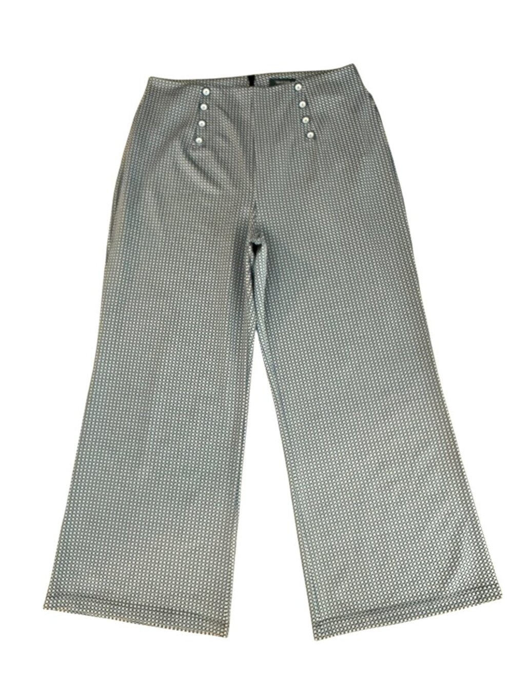 ModCloth Blue Checkered Geo Print Wide Leg Pants Trousers Size 2X New Slacks